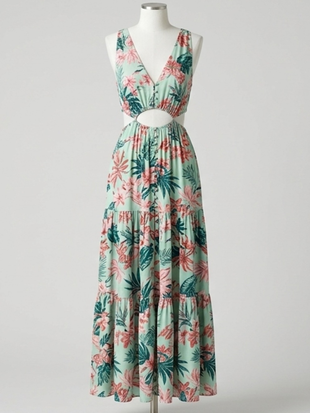 Lost + Wander Maxi Green Floral Dress Size S